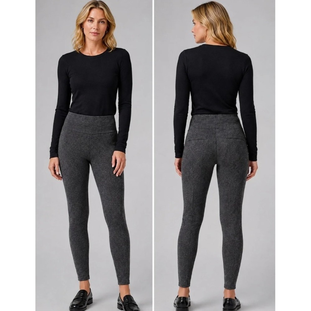 Athleta Delancey Herringbone Legging Pants Womens M Grey Stretch Office Pull On